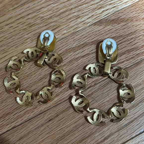 Chanel large vintage CC earrings